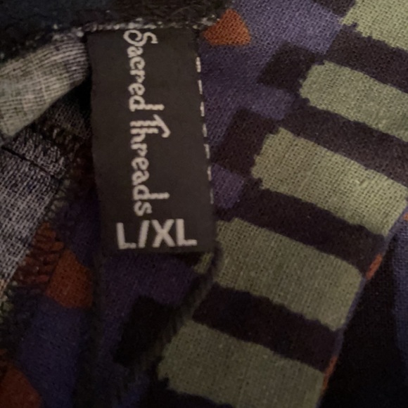 NWT.  Funky Sacred Threads Overalls L/XL. BL/RD 1.   221305 - Picture 8 of 9